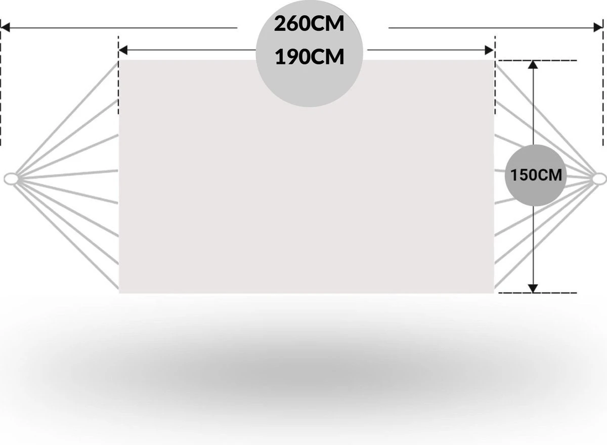 Dubbele Hangmat Blauw - 1 Of 2 Persoons - Lig Oppervlak 190x150cm - Lengte 260cm 5 Dubbele Hangmat Blauw - 1 Of 2 Persoons - Lig Oppervlak 190x150cm - Lengte 260cm - Afbeelding 3