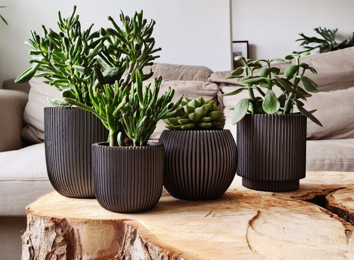 Capi Europe - Set Van 4 - Bloempot Binnen - Groove - Antraciet 5 Capi Europe - Set Van 4 - Bloempot Binnen - Groove - Antraciet - Afbeelding 3