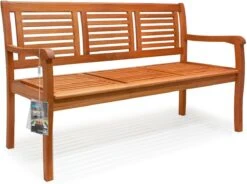 Casaria Tuinbank - FSC®-Gecertificeerd Eucalyptushout - 153cm Bruin -Buitentuinwinkel 1200x893 8