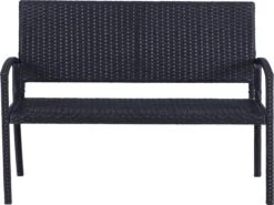 Outsunny Polyrotan Tuinbank 2-zits Parkbank Bank Staal Zwart 867-022 -Buitentuinwinkel 1200x898 6