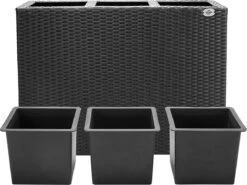 Casaria Staande Plantenbak – Met Waterafvoer 83x30,5x60cm - Zwart -Buitentuinwinkel 1200x900 21