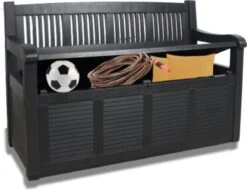 Merkloos Opbergbank Van Kunststof | 130 X 60 Cm | Antraciet -Buitentuinwinkel 1200x923 5