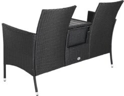 Casaria Tuinbank Polyrattan – 2 Zitter Incl. Tafel & Kussens – Zwart -Buitentuinwinkel 1200x926 7