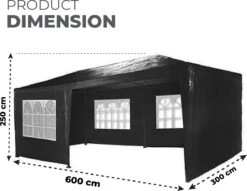 MaxxGarden Partytent - Paviljoen - 3x6m - Incl. Zijwanden - Waterdicht - Zwart -Buitentuinwinkel 1200x927 3