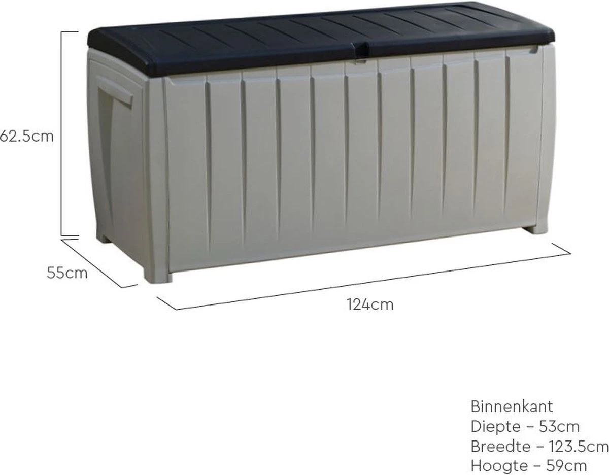 Keter Novel Opbergbox - 340L - 124x55x62.5cm - Grijs 4 Keter Novel Opbergbox - 340L - 124x55x62.5cm - Grijs - Afbeelding 2