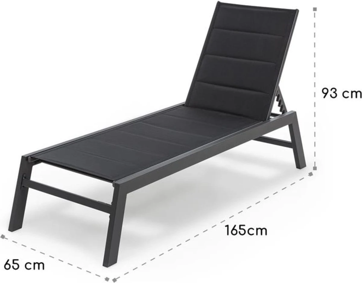 Blumfeldt Renazzo Lounge Ligstoel - Ligbed Voor De Tuin - Aluminium Tuinstoel - 6 Standen - Waterafstotend - Bekleding Van 70 % Pvc En 30 % Polyetheen - Zwart 5 Blumfeldt Renazzo Lounge Ligstoel - Ligbed Voor De Tuin - Aluminium Tuinstoel - 6 Standen - Waterafstotend - Bekleding Van 70 % Pvc En 30 % Polyetheen - Zwart - Afbeelding 3