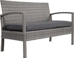 Casaria Polyrattan Loungeset – 2 Stoelen 1 Bank 1 Tafel - Antraciet -Buitentuinwinkel 1200x945 2