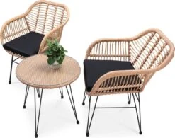 Casaria Tuinset Bali 3 Delig – 1 Tafel/2 Stoelen – Naturel Zwart -Buitentuinwinkel 1200x948 6