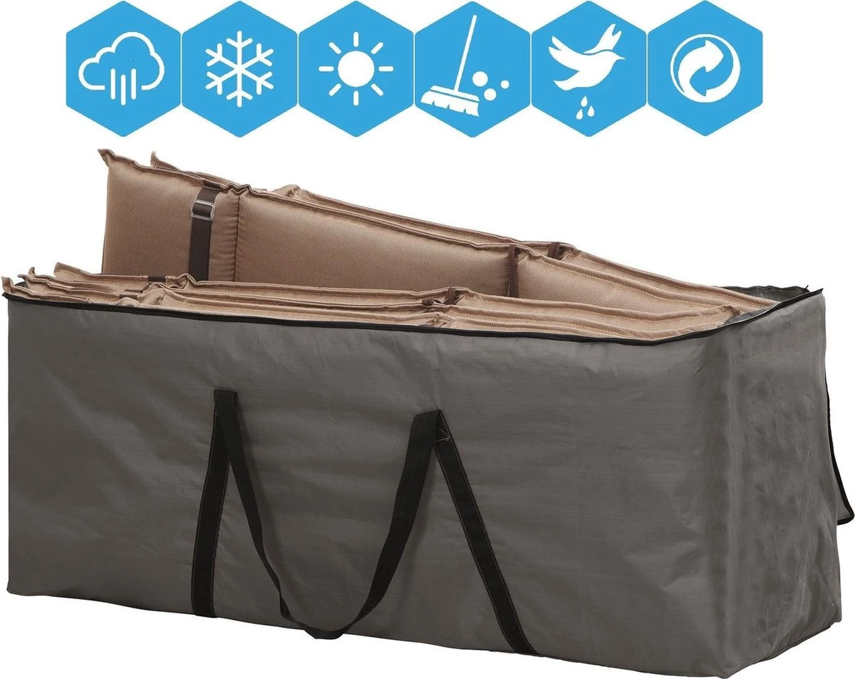 Opbergtas Voor Tuinmeubelkussens - 125 X 40 X 50 Cm (4 – 6 Lounge- Tuinkussens) - Grijs / Antraciet 3 Opbergtas Voor Tuinmeubelkussens - 125 X 40 X 50 Cm (4 – 6 Lounge- Tuinkussens) - Grijs / Antraciet