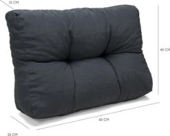 Palletkussen Basic Comfort Rugdeel Halve Pallet Lengte Grijs 60x40x10/20cm -Buitentuinwinkel 1200x955