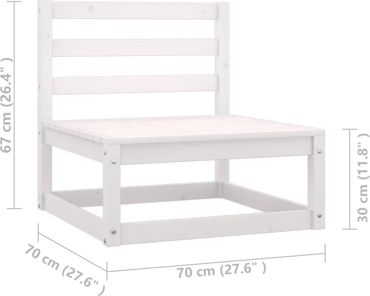 Decoways - 6-delige Loungeset Met Kussens Massief Grenenhout Wit 11 Decoways - 6-delige Loungeset Met Kussens Massief Grenenhout Wit - Afbeelding 9