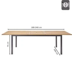 NATERIAL - Uitschuifbare Tuintafel ORIS - Uitschuifbare Tafel Voor 6 Tot 8 Personen - 180-240x100 Cm - Aluminium - Hout Eucalyptus -Buitentuinwinkel 1200x958 5