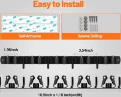 BOTC Bezemhouder - 5 Houders 6 Haken - Gereedschapshouder - Zeflklevend - Bezem Ophangsysteem - Ophanghaken - Tuingereedschap -Buitentuinwinkel 1200x966