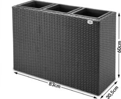 Casaria Staande Plantenbak – Met Waterafvoer 83x30,5x60cm - Zwart -Buitentuinwinkel 1200x976 1
