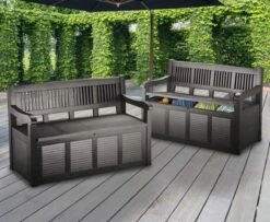 Merkloos Opbergbank Van Kunststof | 130 X 60 Cm | Antraciet -Buitentuinwinkel 1200x988 3