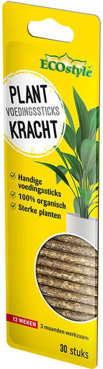 ECOstyle PlantKracht Voedingssticks - Sterke En Weerbare Potplanten - 100% Organische Planten - 120 Dagen Voeding - 30 Stuks 3 ECOstyle PlantKracht Voedingssticks - Sterke En Weerbare Potplanten - 100% Organische Planten - 120 Dagen Voeding - 30 Stuks