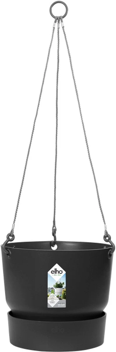Elho Greenville Hangschaal 24 - Bloempot Voor Balkonbuiten - Ø 23.5 X H 20.5 Cm - Zwart/Living Black 5 Elho Greenville Hangschaal 24 - Bloempot Voor Balkonbuiten - Ø 23.5 X H 20.5 Cm - Zwart/Living Black - Afbeelding 3