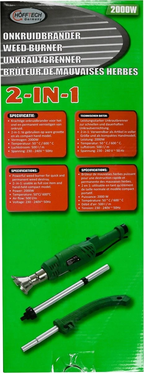 Hofftech Weed Burner Elektrische Onkruidbrander - 2000W - Max. 600 °C - BBQ Aansteker 8 Hofftech Weed Burner Elektrische Onkruidbrander - 2000W - Max. 600 °C - BBQ Aansteker - Afbeelding 6