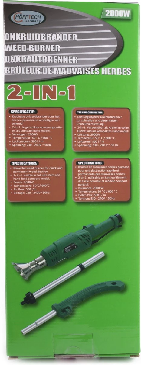 Hofftech Weed Burner Elektrische Onkruidbrander - 2000W - Max. 600 °C - BBQ Aansteker 6 Hofftech Weed Burner Elektrische Onkruidbrander - 2000W - Max. 600 °C - BBQ Aansteker - Afbeelding 4