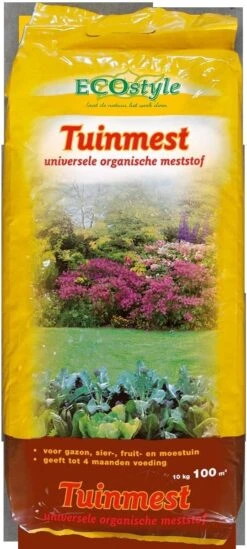 ECOstyle Tuinmest Organische Meststof - Border & Siertuin - Natuurlijke Meststof Gazon - 120 Dagen Voeding- 100 M² - 10 KG -Buitentuinwinkel 540x1200