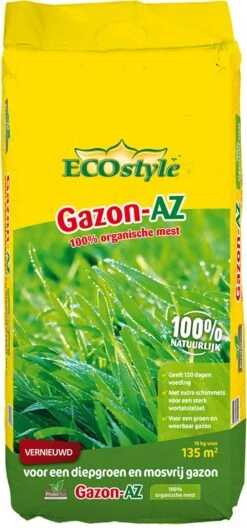ECOstyle Gazon AZ Organische Gazonmest – Voor Diepgroen En Sterk Gazon – Geeft Tot 120 Dagen Voeding – Werkt Tegen Mos - 135 M² - 10 KG -Buitentuinwinkel 561x1200 1