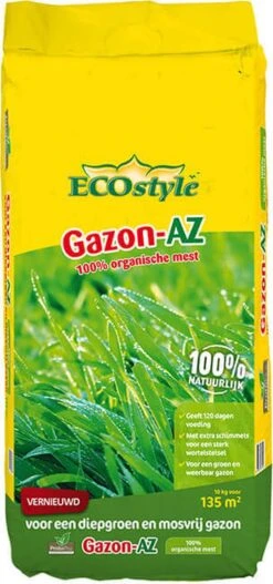 ECOstyle Gazon AZ Organische Gazonmest – Voor Diepgroen En Sterk Gazon – Geeft Tot 120 Dagen Voeding – Werkt Tegen Mos - 30 M² - 2 KG -Buitentuinwinkel 562x1200