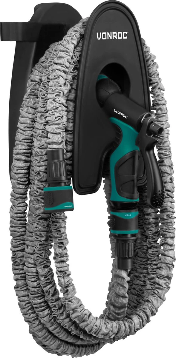 VONROC Tuinslang – Uitrekbare Tuinslang 10 Meter – Incl. Aansluitingen, Muursteun En Broespistool 3 VONROC Tuinslang – Uitrekbare Tuinslang 10 Meter – Incl. Aansluitingen, Muursteun En Broespistool