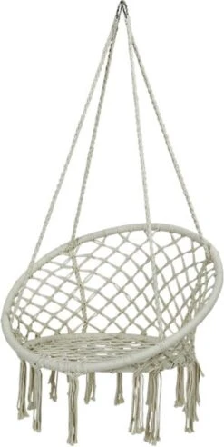 Macramé Hangstoel Beige - Beige Hangstoel - Hangstoel Touw - Hangstoel - Tot 110KG - Eenpersoons Hangstoel - Hang Stoel 1 Persoon - Hangstoel Voor Binnen - Hangstoel Zonder Standaard - Hangstoel Buiten -Buitentuinwinkel 603x1200