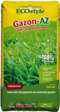ECOstyle Gazon AZ Organische Gazonmest – Voor Diepgroen En Sterk Gazon – Geeft Tot 120 Dagen Voeding – Werkt Tegen Mos - 30 M² - 2 KG -Buitentuinwinkel 643x1200 2
