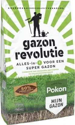 Pokon Gazon Revolutie - 2x7,5kg - Gazonmest / Graszaad / Bodemverbeteraar - Geschikt Voor 300m² - Binnen 15 Dagen Resultaat - Voordeelverpakking -Buitentuinwinkel 717x1200 1