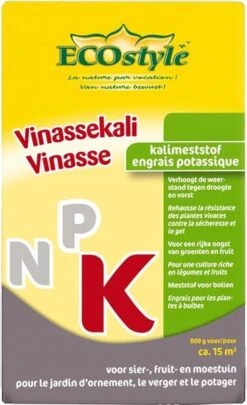 ECOStyle Vinassekali Organische Meststof - Vuor Kaliumtekort - Voor Moestuin, Siertuin En Fruit - Hoger Weerstand Tegen Droogte & Vorst - 15M² - 800 GR -Buitentuinwinkel 732x1200