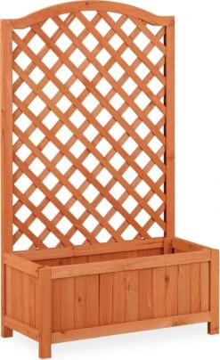 Relaxdays Plantenbak Met Klimrek - Bloembak Trellis - Rankhulp Hout - Voor Klimplanten -Buitentuinwinkel 734x1200