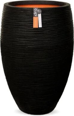Capi Europe - Vaas Elegant Deluxe Rib NL - 40x60 - Zwart - Voor Binnen En Buiten - KBLR1131 -Buitentuinwinkel 768x1200 2