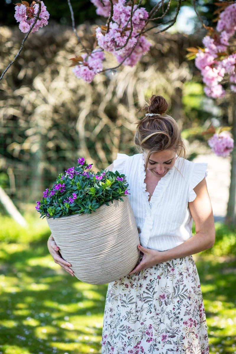 Capi Europe - Bloempot Bol Waste Rib NL - 35x34 - Terrazzo Beige - Voor Binnen En Buiten - KTBR932 6 Capi Europe - Bloempot Bol Waste Rib NL - 35x34 - Terrazzo Beige - Voor Binnen En Buiten - KTBR932 - Afbeelding 4