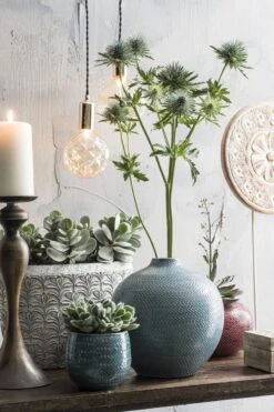 Mica Decorations Gabriel Bloempot - H20 X Ø25 Cm - Keramiek - Blauw -Buitentuinwinkel 800x1200 117