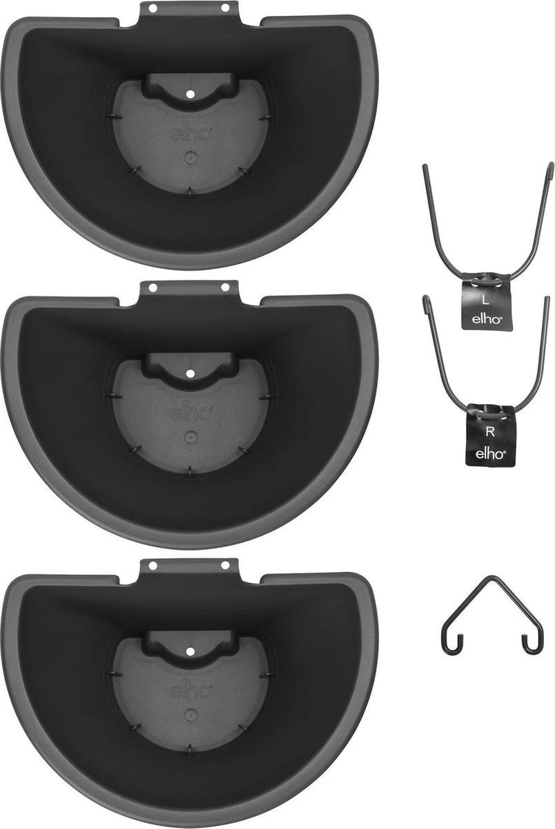 Elho Corsica Vertical Forest 24 - Bloempot Voor Balkonbuiten - Ø 26.7 X H 29.7 Cm - Zwart/Antraciet 5 Elho Corsica Vertical Forest 24 - Bloempot Voor Balkonbuiten - Ø 26.7 X H 29.7 Cm - Zwart/Antraciet - Afbeelding 3