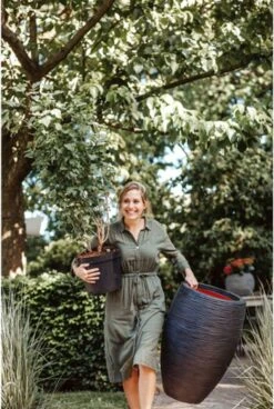 Capi Europe - Vaas Elegant Deluxe Rib NL - 45x72 - Zwart - Voor Binnen En Buiten - KBLR1138 -Buitentuinwinkel 806x1200 1