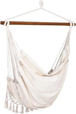 Springos Hangstoel | Binnen & Buiten | Met 2 Kussens | Boekenvak | Ook Voor Kinderen | Belastbaar Tot 150 Kg | Wit -Buitentuinwinkel 806x1200 7