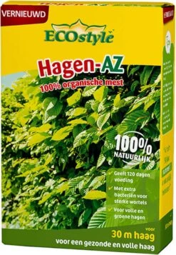 ECOstyle Hagen-AZ Organische Haag Meststof - Tuinmest Voor Diepgroen Blad - Nieuwe & Bestaande Beplanting - 30 M Haag - 1,6 KG -Buitentuinwinkel 831x1200