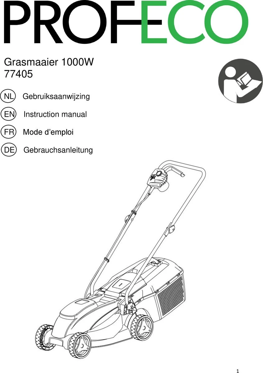 Profeco Elektrische Grasmaaier 1000W - Grasmaaimachine Met 320mm Maaibreedte En Instelbare Maaihoogte - Incl. 30 Liter Opvangbak 4 Profeco Elektrische Grasmaaier 1000W - Grasmaaimachine Met 320mm Maaibreedte En Instelbare Maaihoogte - Incl. 30 Liter Opvangbak - Afbeelding 2