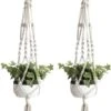 Merkloos Plantenhanger Macramé - Luxe Gevlochten Touw Katoen - 2 Stuks - Plantenpot Ophangen -Buitentuinwinkel 854x1200 3