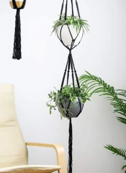 4 Stuks Luxe Macrame Plantenhangers - Boho Handgeweven Katoen Hangpot Voor Binnen/Buiten - Hangende Bloempot Met Kralen - Macramé Touw/Koord Hangplant Houder - Bohemian Wandhanger Decoratie - Plant Hanger - Verticale Tuin Bloempothouder Planthanger -Buitentuinwinkel 880x1200 3