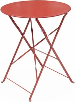 Emilia - Ronde Inklapbare Bistrotafel Ø60cm Van Gepoedercoat Staal – Terra Cotta -Buitentuinwinkel 887x1200 1
