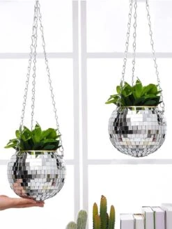 Discobal Hangplant - Bloempot - Hangplant - Disco - Discobal - Spiegel - Zilver - Hangpot - Glitter - Planten In Bak - Hangend - Staand -Buitentuinwinkel 901x1200 4