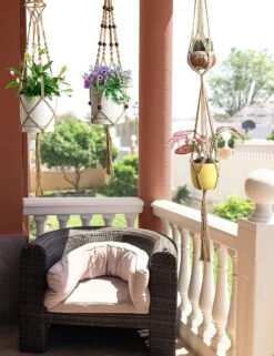 4 Stuks Luxe Jute Plantenhangers - Boho Handgeweven Katoen Hangpot Voor Binnen/Buiten - Hangende Bloempot Met Kralen - Macramé Touw/Koord Hangplant Houder - Bohemian Wandhanger Decoratie - Plant Hanger - Verticale Tuin Bloempothouder Planthanger -Buitentuinwinkel 923x1200 4