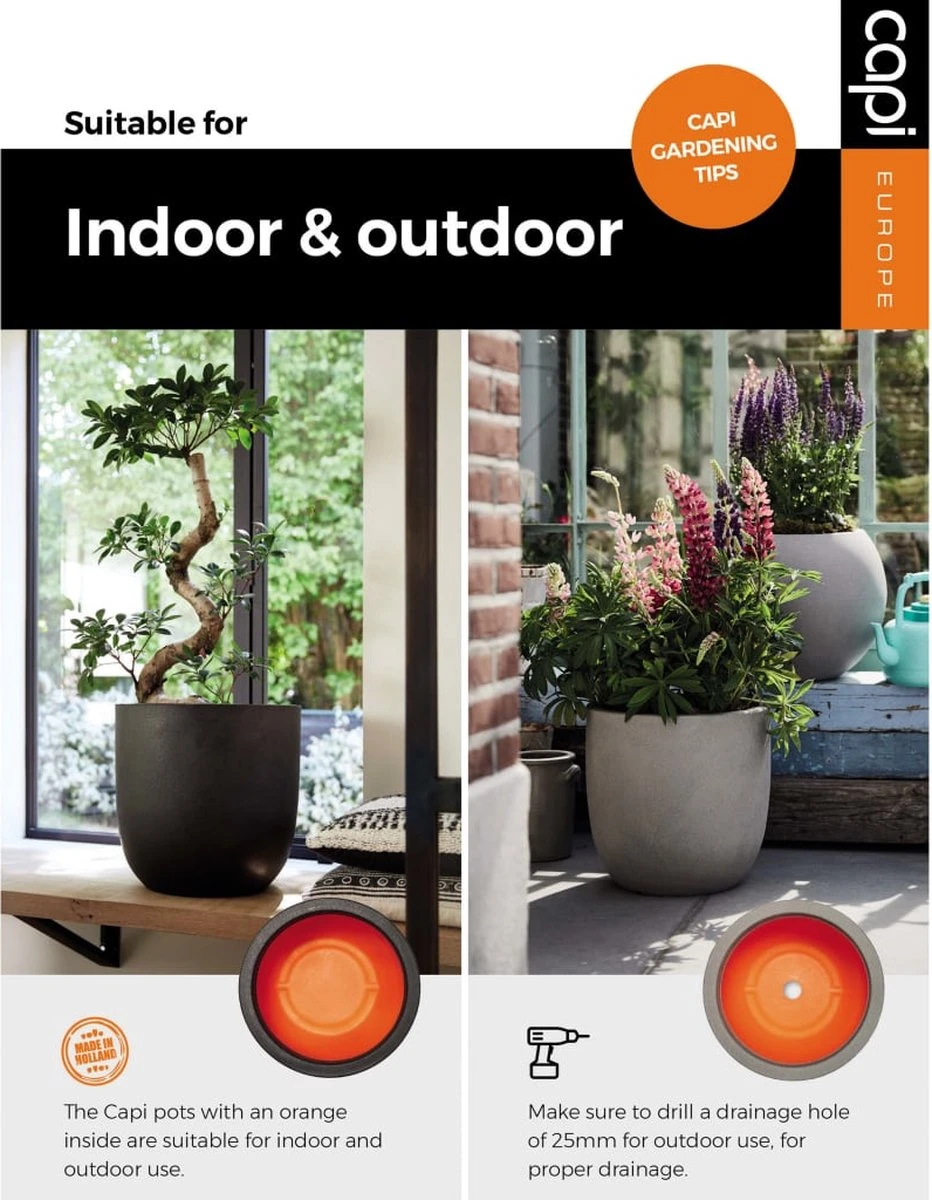 Capi Europe - Bloempot Bol Smooth NL - 54x52 - Zwart - Voor Binnen En Buiten - KBL935 14 Capi Europe - Bloempot Bol Smooth NL - 54x52 - Zwart - Voor Binnen En Buiten - KBL935 - Afbeelding 12