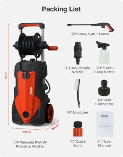 Merkloos Home Hogedrukreiniger - 2100W - 165 Bar - Met Verstelbare Nozzles Slanghaspel 5m Netsnoer 10m Slang - Voor Reiniging Huis Auto Tuin -Buitentuinwinkel 939x1200 5