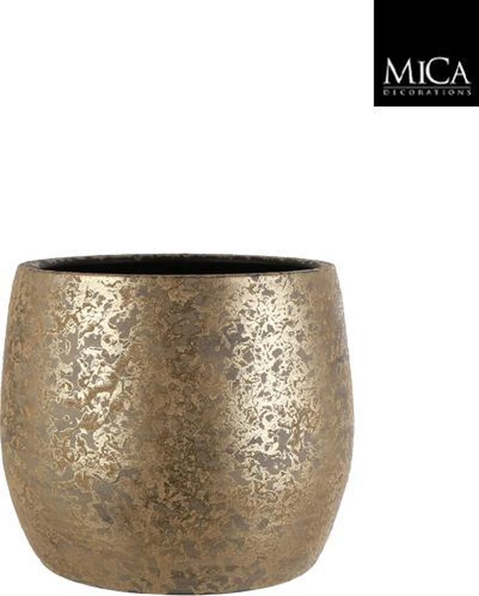 Mica Decorations Clemente Bloempot - H31 X Ø38 Cm - Terracotta - Goud 4 Mica Decorations Clemente Bloempot - H31 X Ø38 Cm - Terracotta - Goud - Afbeelding 2