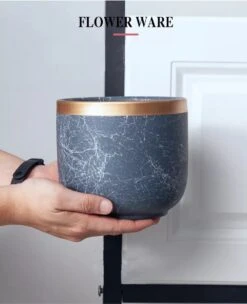 Bloempotten Binnen - Keramiek - Gouden Rand - Bloempot Buiten - Afvoergat 24 Cm - Groen – Groot -Buitentuinwinkel 976x1200