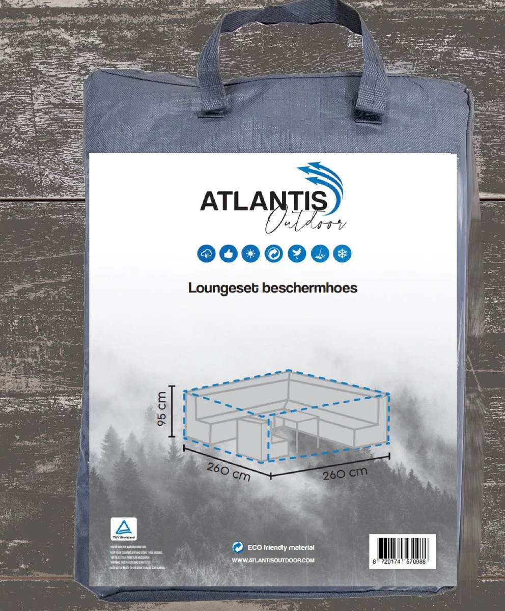 Weersbestendige Beschermhoes Loungeset / Tuinset (met Hoge Tafel) | 260 X 260 X 95 Cm | Premium | Waterproof | TÜV Rheinland Gecertificeerd | Hoes Voor Tuin | Waterdicht | Solution Dyed (verkleuring Onmogelijk) | Grijs / Antraciet 9 Weersbestendige Beschermhoes Loungeset / Tuinset (met Hoge Tafel) | 260 X 260 X 95 Cm | Premium | Waterproof | TÜV Rheinland Gecertificeerd | Hoes Voor Tuin | Waterdicht | Solution Dyed (verkleuring Onmogelijk) | Grijs / Antraciet - Afbeelding 7